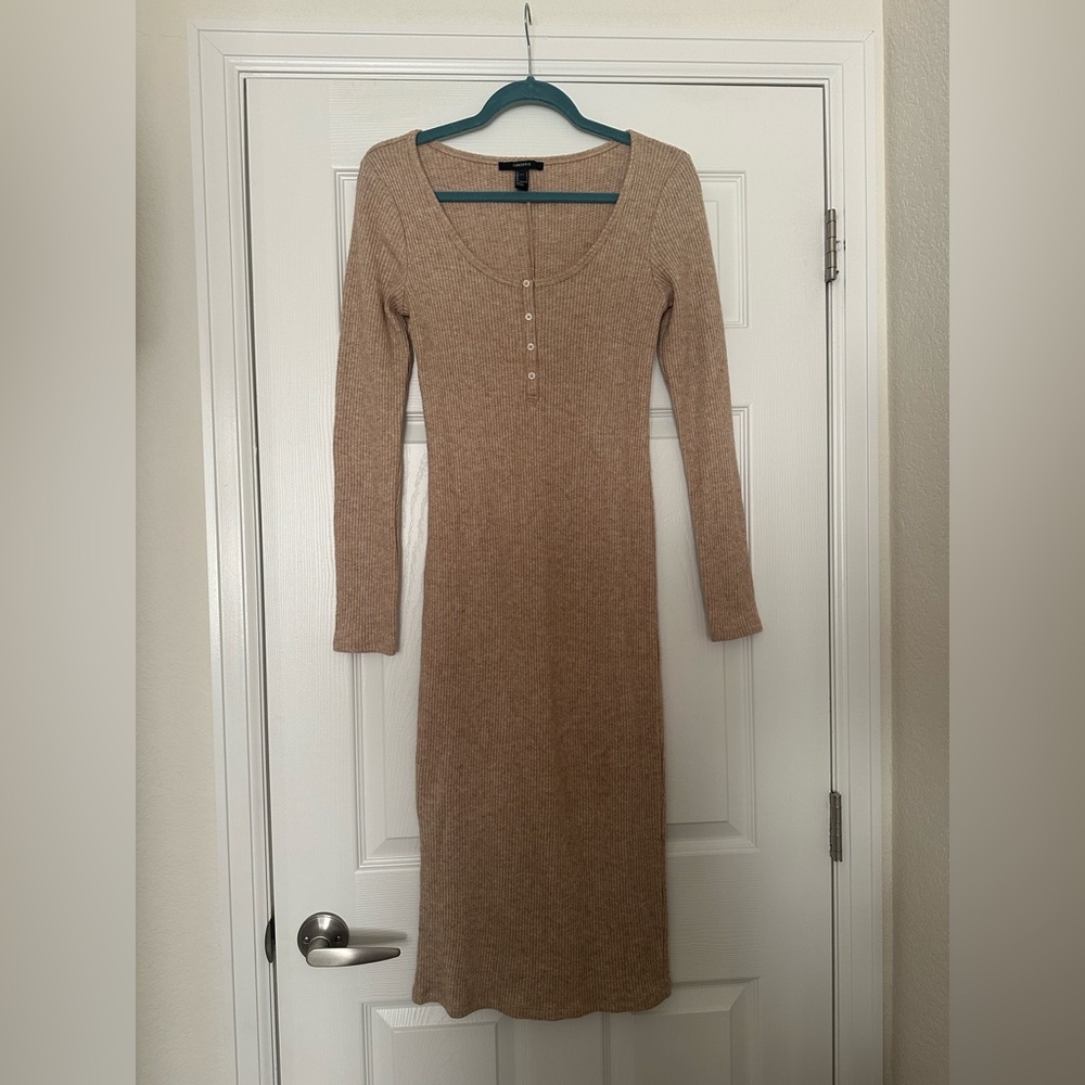 Tan Long Sleeve Knit Dress -NWOT